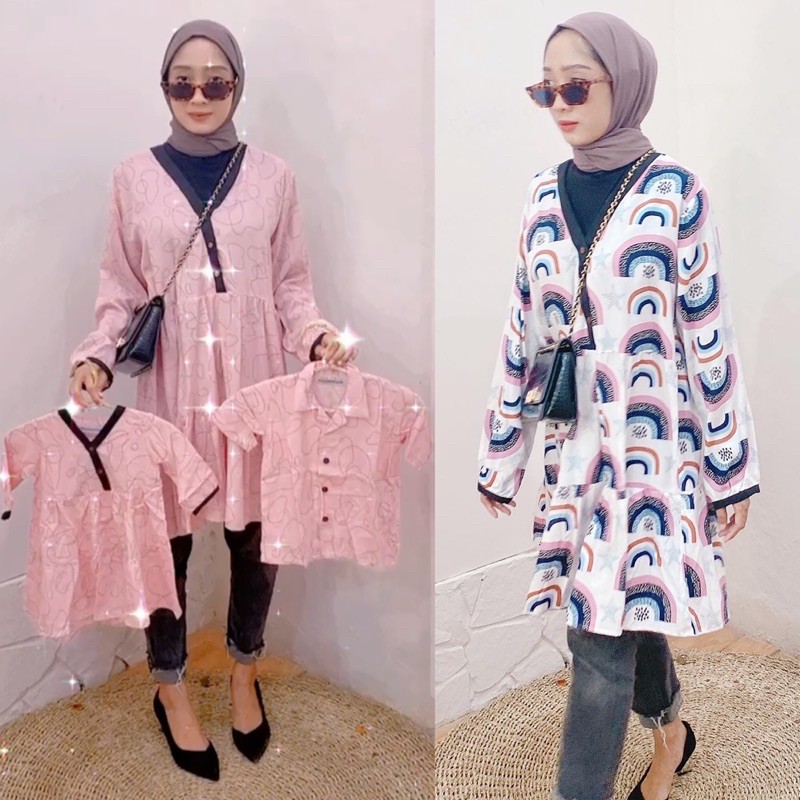 ZOYYA DRESS COUPLE busui baby mom ( rainbow &amp; babypink )