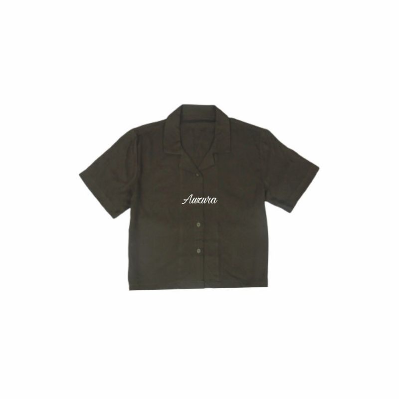 KEMEJA WANITA CROP TOP POLOS KATUN CROP SHIRT ORGANIK-CROP TOP ARMY