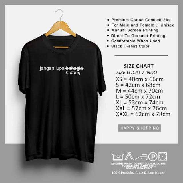 BAJU KAOS TSHIRT JANGAN LUPA HUTANG UNISEX
