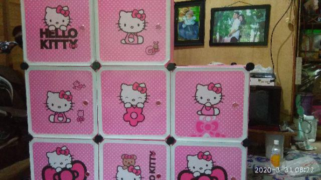 6kg Lemari Rak Gantung Portable 8 Pintu 2x4 Serbaguna Karakter Doraemon Hello Kitty