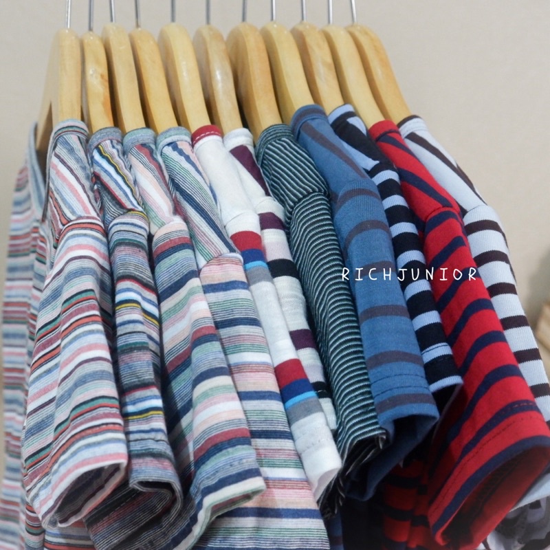 Oblong Kids POLY &amp; SLUB - Kaos Oblong Anak Harian Bahan Katun Slub dan Polyester Motif Stripe