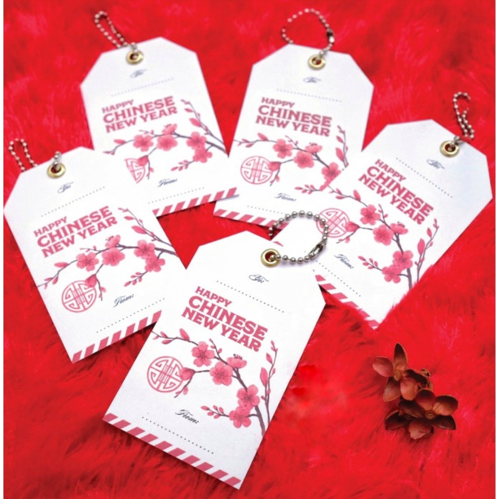 

HANGTAG CHINESE NEW YEAR SAKURA KARTU UCAPAN DELIVERY CARD DEKORASI ORNAMEN HAMPERS PARCEL CNY IMLEK SINCIA
