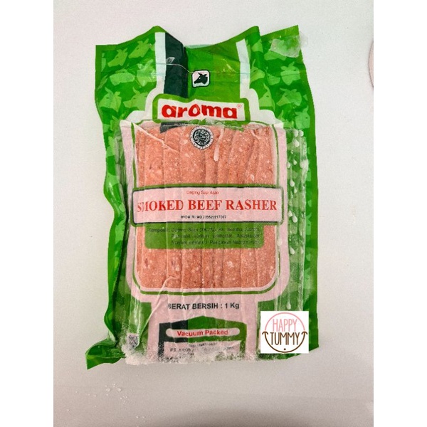 

smoked beef rasher aroma 1kg daging bacon sapi halal