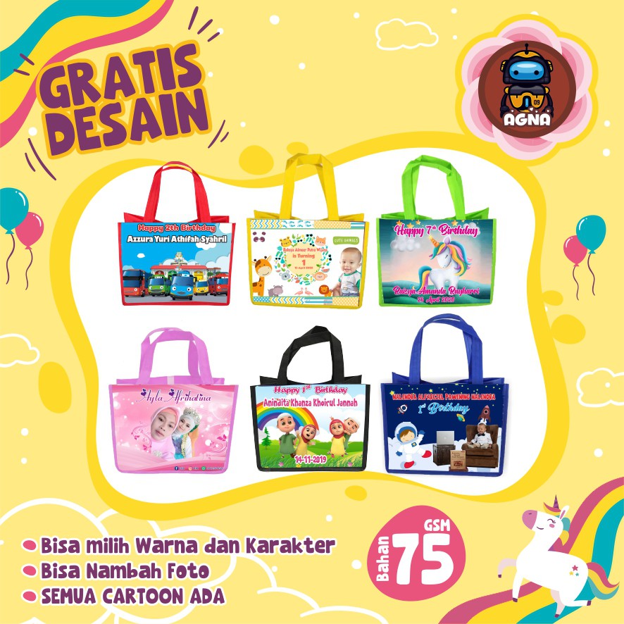 Tas Pesta Ulang Tahun Anak / Goodie bag PEREKAT / Tas Ulang Tahun Foto-2