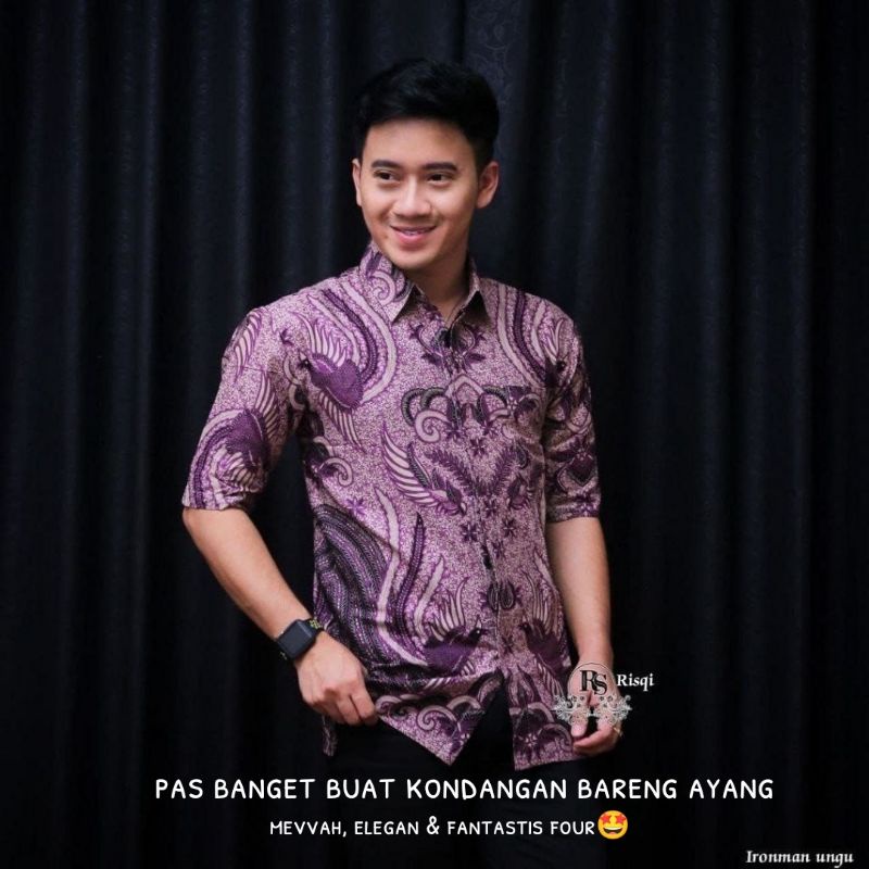 ATASAN KEMEJA BATIK PRIA LENGAN PANJANG WARNA UNGU LILAC PURPLE VIOLET / HEM BATIK PRIA WARNA UNGU M L XL XXL-Hem ironmen