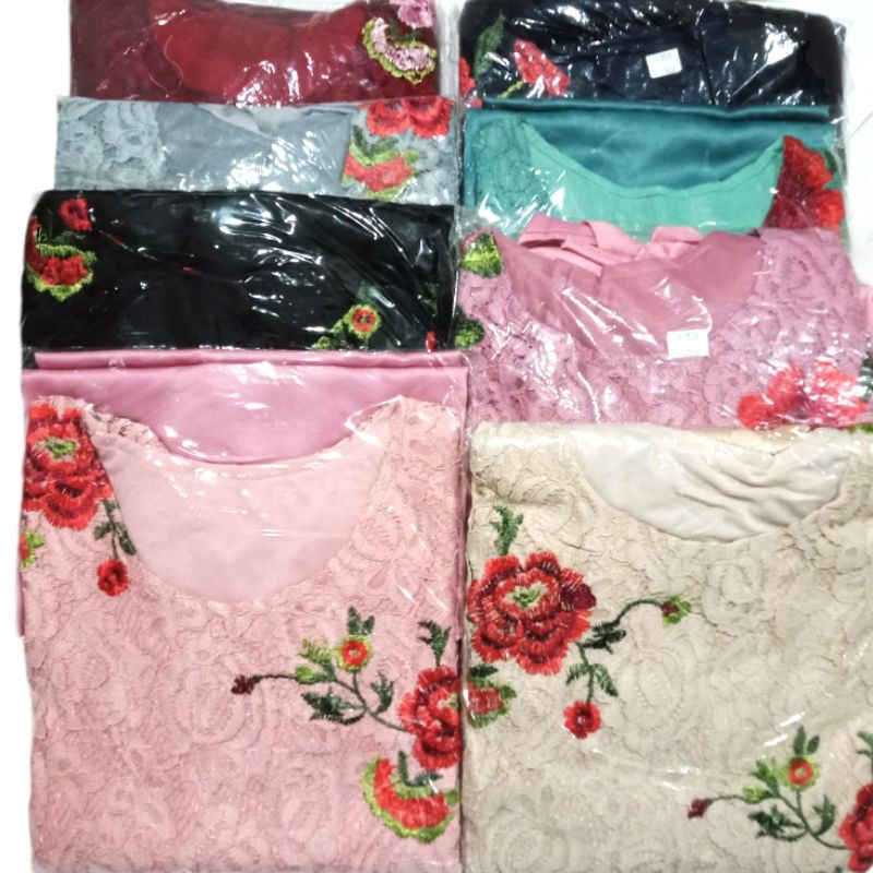 GAUN PESTA KONDANGAN BAHAN SATIN SILK KOMBINASI BROKAT TILE BORDIR BUNGA MAXI DRESS PARTY WANITA