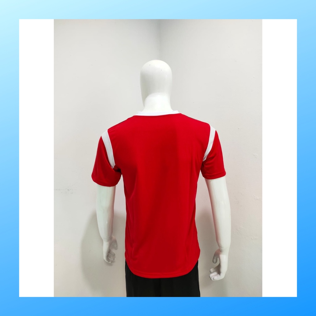 jersey futsal pria kaos sepak bola club baju atasan wanita dewasa t-shirt seragam custom jersy outfit klub olahraga gym kostum jogging jarsey soccer pakaian fitness oblong sports suit apparel AD165 merah