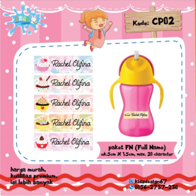 

140 PCS STIKER ANAK WATERPROOF CUSTOM NAMA LENGKAP / LABEL NAMA FN