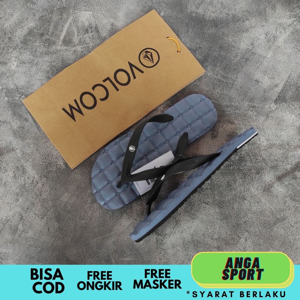 SANDAL PRIA JEPIT VOLCOM /  SANDAL SURFING DISTRO / SENDAL SANTAI COWOK / SANDAL RUMAHAN WARNA BIRU