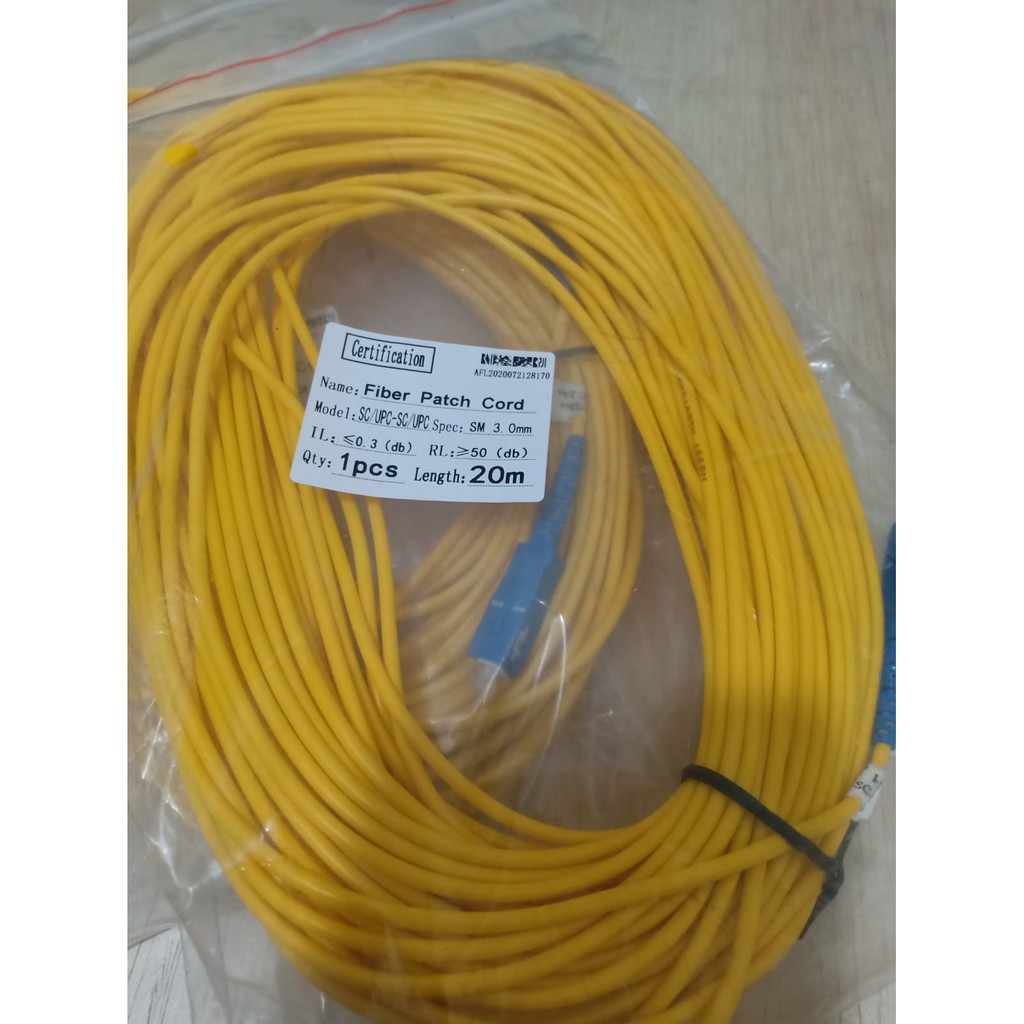 Patchcord SC UPC 20Meter /Patchord SC-SC Simplex Kabel Fiber Optik 20meter