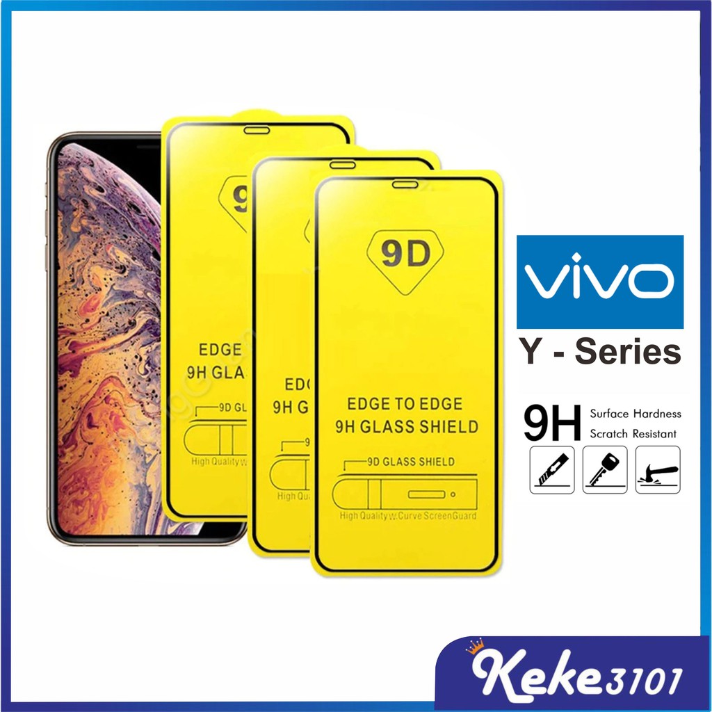 Tempered Glass Vivo Y17 Y15 Y12 Y11 Y12i Y15S Y01 Y11S Y19 Y53 Y55 Y71 Y81 Y83 Y91 Y93 Y95 Y91C Y1S Y21 Y21S Y20 Y20SG Y12S Y30i Y51 Y51A Y51S Y53S Y30 Y50 Y31S Lama  Series Full Cover 9D 21D