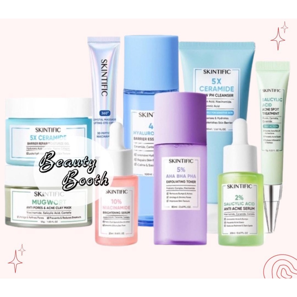 SKINTIFIC All Series 5X Ceramide Barrier Moisture Gel | Mugwort | 5% AHA BHA Exfoliating Toner | 4D Hyaluronic | Salicylic Acid Acne Spot | Low PH Cleanser | Eye Cream | 10% Niacinamide Brightening Serum