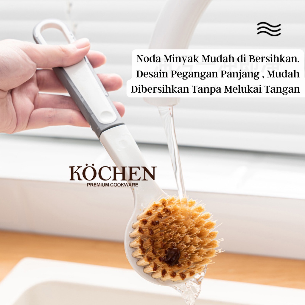 MYKOCHEN.INA Sikat Gagang Bulat Multifungsi Dapur Serbaguna Lantai Dinding Dapur Kamar Mandi Mesin Cuci Aesthetic Nordic Minimalis