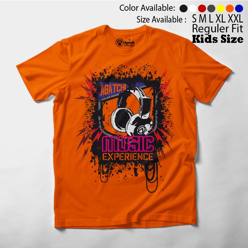 Agatchi - Music Experience - Headphone , Baju Anak / Kaos Atasan Anak Laki Laki / Kaos Distro Anak / Kids T Shirt