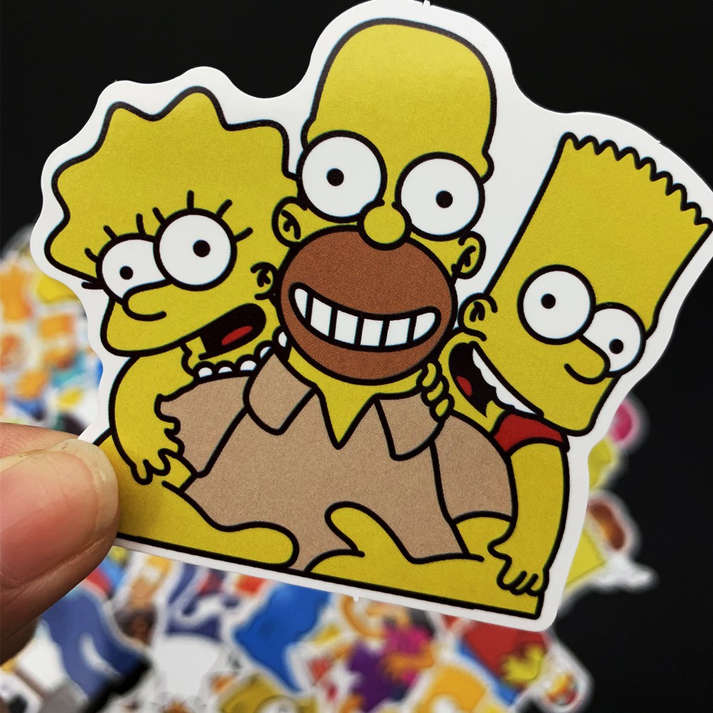 50Pcs/Lot Vinyl The Simpsons Stickers Anime Cartoon Sticker For Skateboard Luggage Laptop Guitar Fridge Phone Car Decal Stickers