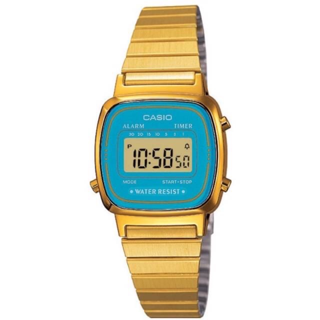 Casio Original LA670WGA-2DF Retro Emas Tone Digital Ladies Watches LA670WGA-2 Original