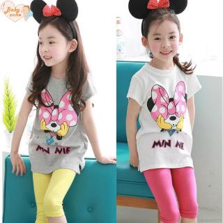 Set 2Pcs Baju Atasan  Lengan Pendek Gambar Kartun dan 