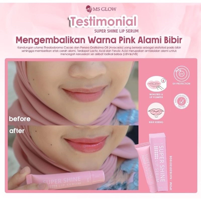 LIP SERUM MS GLOW SUPER SHINE ORIGINAL PELEMBAB PEMERAH BIBIR