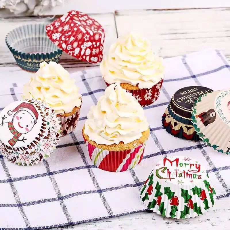 paper cupcake natal Christmas cupcake case cantik dan mewah isi 125pcs