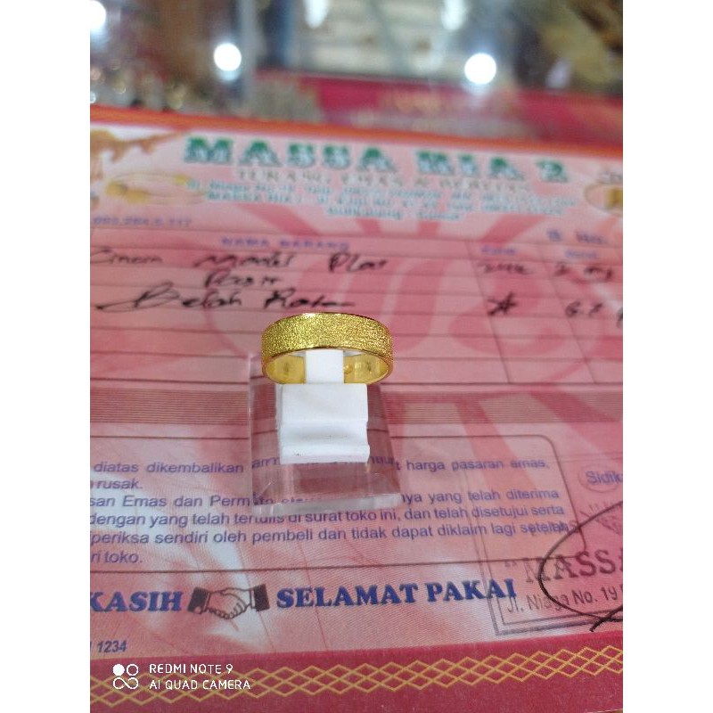 Cincin Emas Belah Rotan Plat Grafir