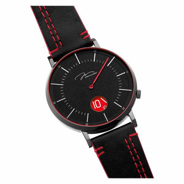 Jonas Verus Chivalry Collection Men Black Dial Black Leather Strap  
