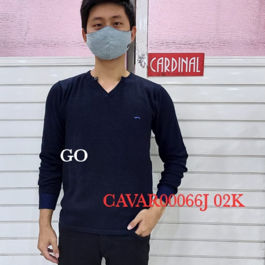 gof CARDINAL SWEATER Pakaian Pria Outwear Cardigan Hoodie Jaket Casual Salur Garis Lengan Panjang