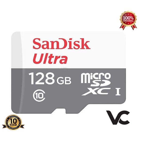 MicroSD SanDisk Ultra 128GB Memory Card 128 GB Class 10 Micro SD 100MBPS MicroSDXC Kartu Memori Card