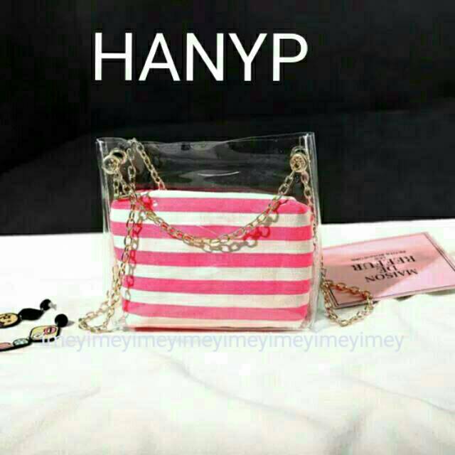 Sling bag Hanyp mika transparan tas selempang wanita cantik tas mini