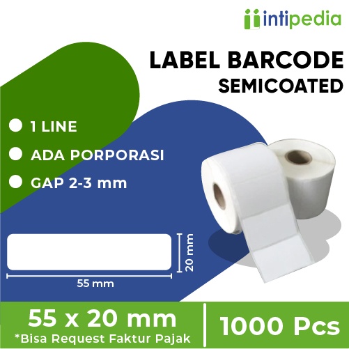 

LABEL BARCODE SEMICOATED 55 MM x 20 MM ISI 1000 PCS MURAH