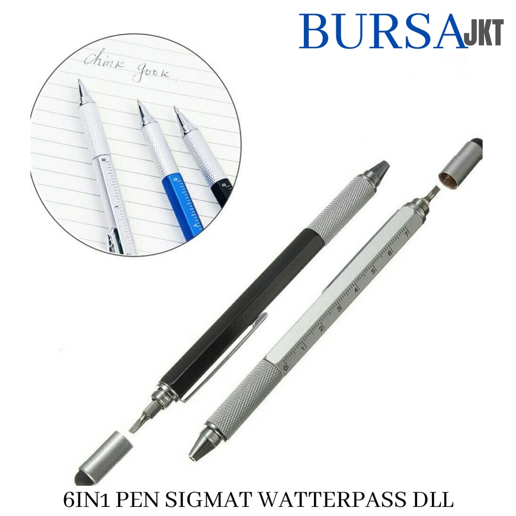 PEN STYLUS SIGMAT WATERPASS PENGGARIS OBENG UNIVERSAL 6IN1