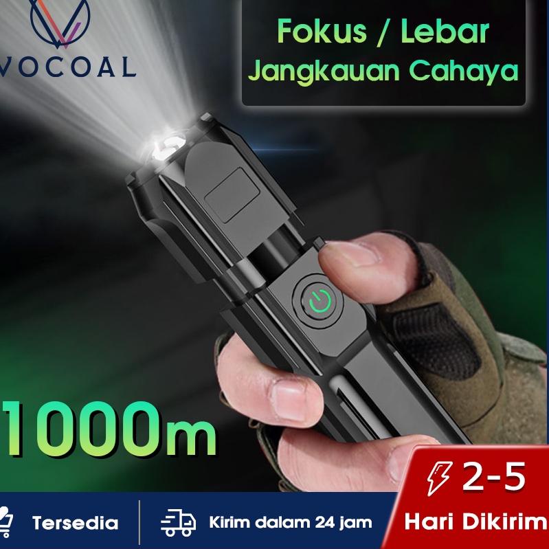 (TERPERCAYA) Vocoal Senter Mini Kecil Led Senter Usb Portable Murah Flashlight Anti Air Senter Mini 