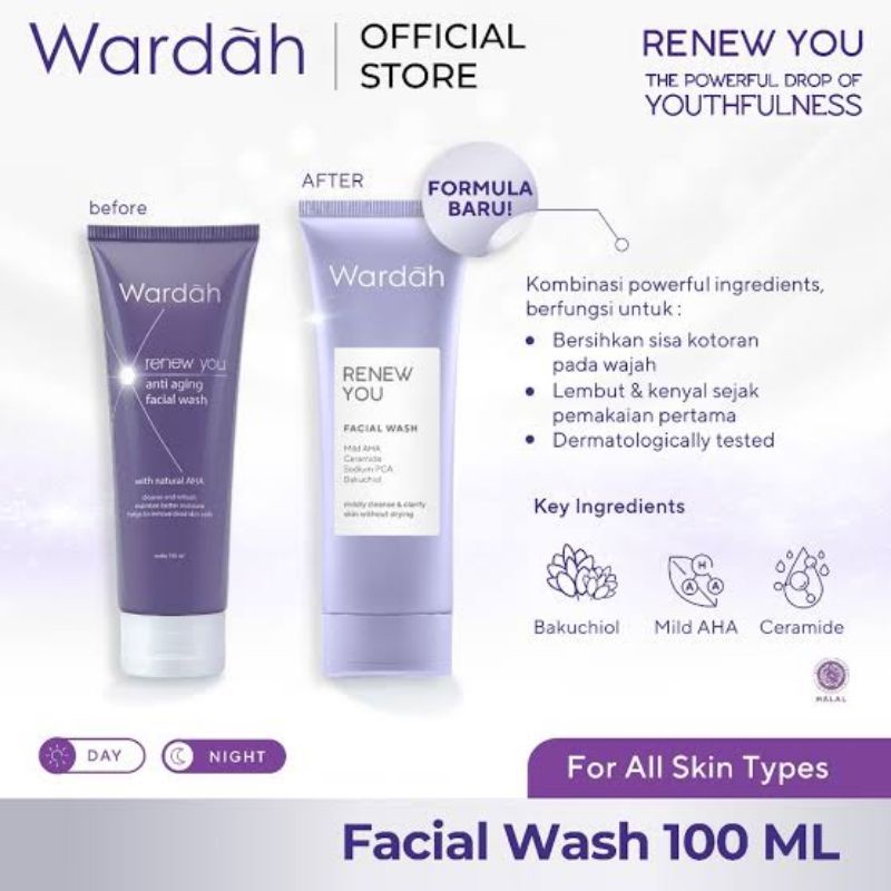 (READY&amp;ORI) Wardah Renew You Anti Aging Essence Serum Facial Wash Day Night Eye Cream Sleeping Mask