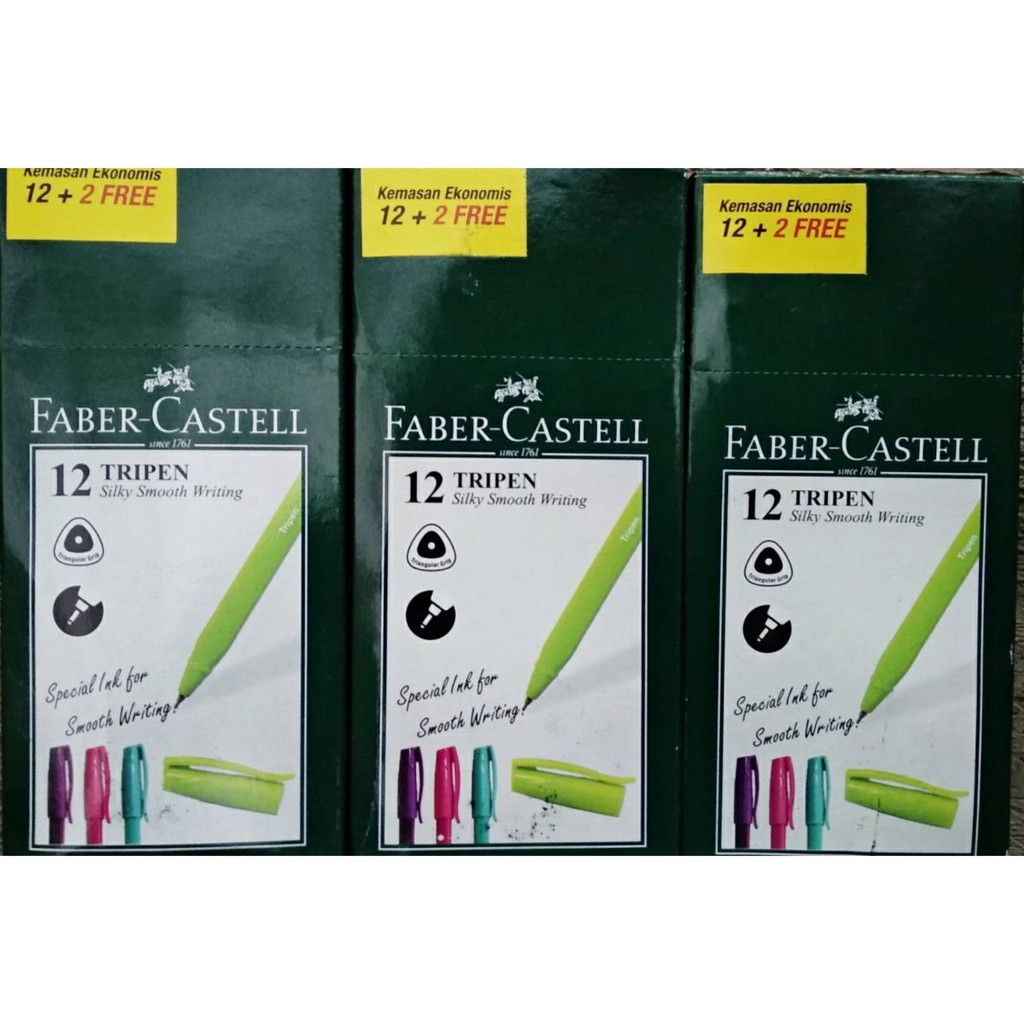 Pulpen Faber Castell Tripen 0.7mm MixBarrel ink box ( 12 + 2 pulpen / 14 Pulpen )