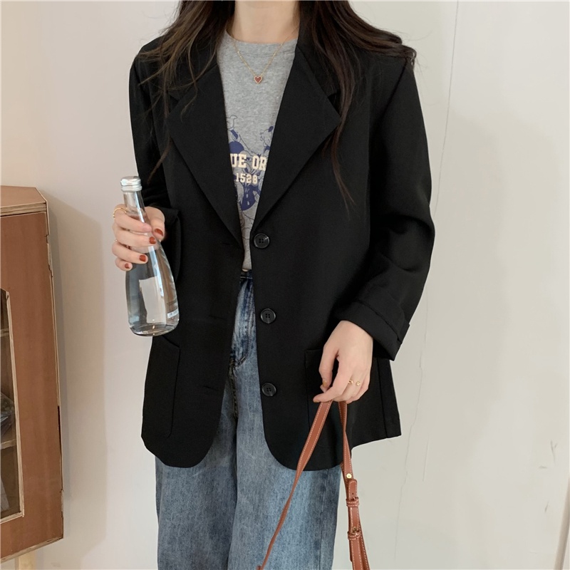 kualitas baik Hitam hijau putih Lengan panjang Blazers Setelan Jas saku Blazer Women Outer 2023t Murah Fashionable Korean style loose suit jacket