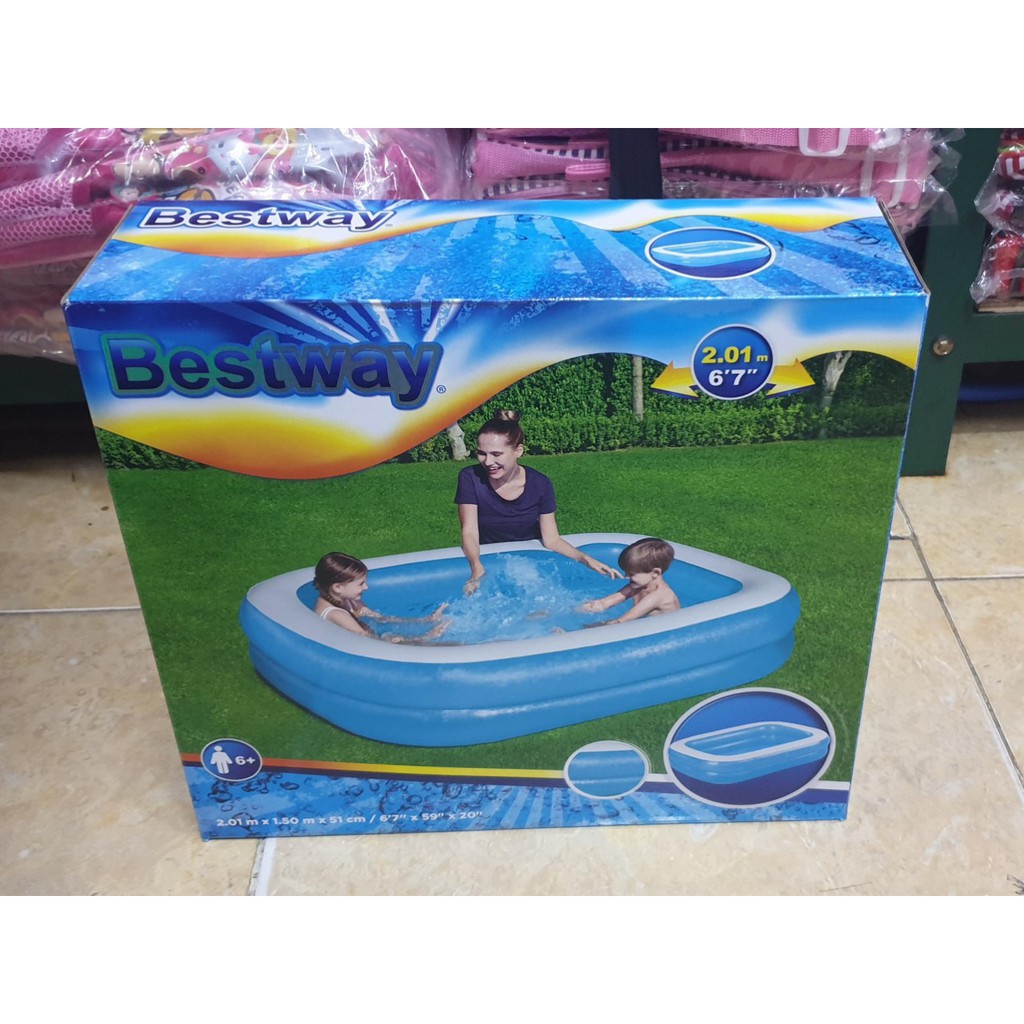 PROMO Bestway KOLAM Renang Karet Anak &amp; Keluarga Rectangular Ukuran Besar 54005 Hijau - 54346 Biru