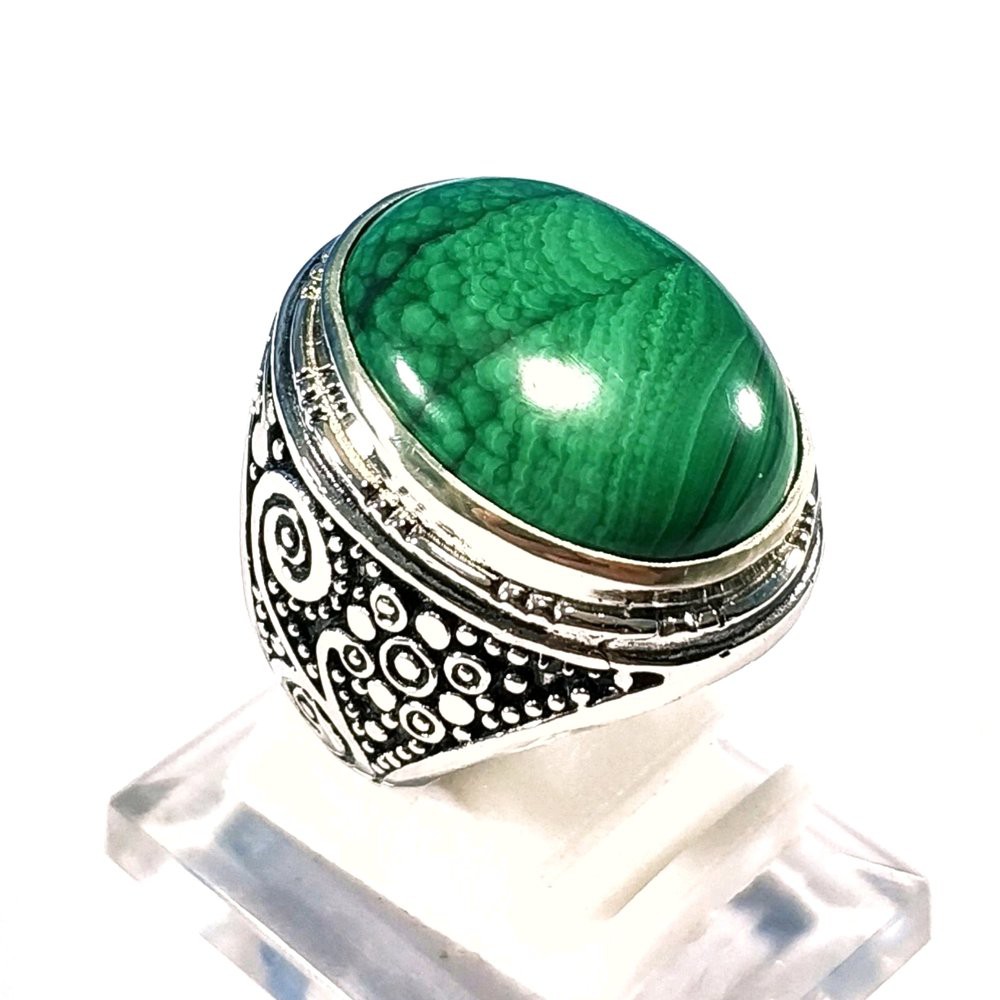 CINCIN BATU AKIK NATURAL GREEN MALACHITE