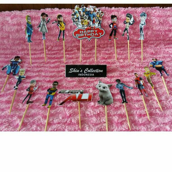 Cake topper Ejen Ali set isi 17 pcs