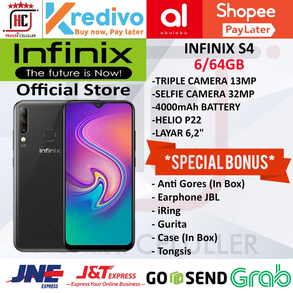 INFINIX S4 6/64GB GARANSI RESMI ORIGINAL FULL BONUS