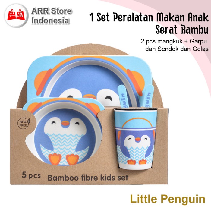 Tempat Makan Bayi Gift Babiesfirst Bamboo Feeding Set Tempat Alat Makan Anak Bayi Penguin