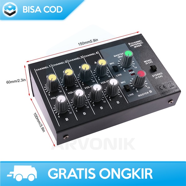 MIXER PODCAST KARAOKE BY WEITESI 8 CHANNEL INPUT MIKROFON PORTABLE ORI