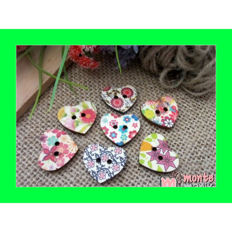 

Kancing Kayu Hati Motif 2,5 cm KKN-031 Craft Flanel