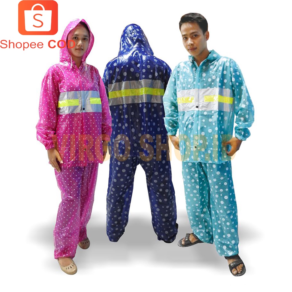 Jas Hujan DOLPIN BLUE 979 Setelan Venus Polkadot / Jas Hujan Karet / Jas Hujan Setelan / Jas Hujan Dewasa / Jas Hujan Jaket Celana / Mantel / Mantel Hujan / Jas Ujan