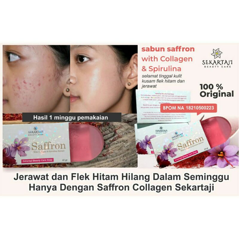 ORIGINAL BPOM !! SABUN PENGHILANG JERAWAT FLEK HITAM DAN PEMUTIH WAJAH / SABUN SAFFRON ORIGINAL