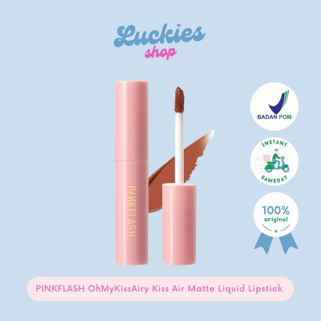 BPOM PINKFLASH OhMyKissAiry Kiss Air Matte Liquid Lipstick Waterproof Lip &amp; Cheek Tint Double Use Cruel Blush On PFM01