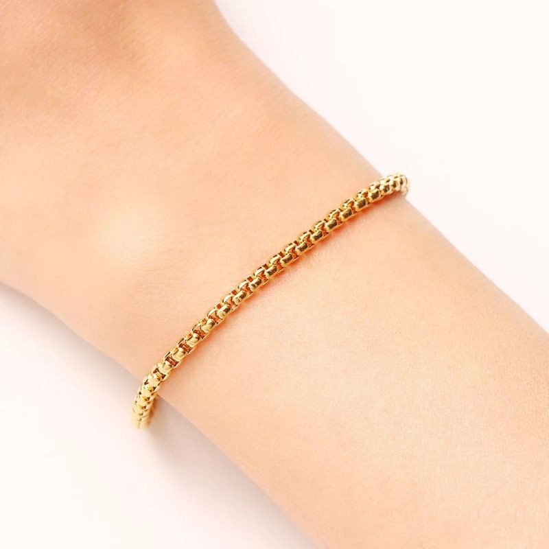 Gelang rantai kecil gold gelang wanita pria warna emas asli titanium tidak akan luntur