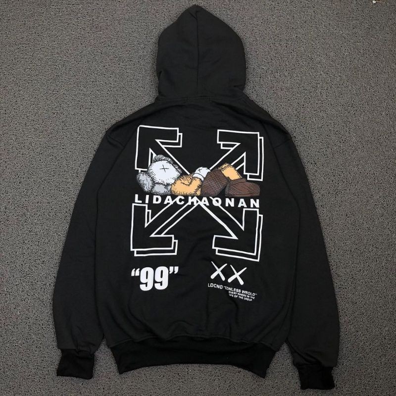 hoodie off white&hoodie uniqlo/sweater hoodie x uniqlo-Hitam
