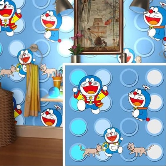 Wallpaper dinding 3d kamar tidur / Wallpaper dinding kamar tidur anak wallpaper stiker dinding rumah Motif Kartun Lucu Ukuran 45Cm X 10M Gh167-GH173
