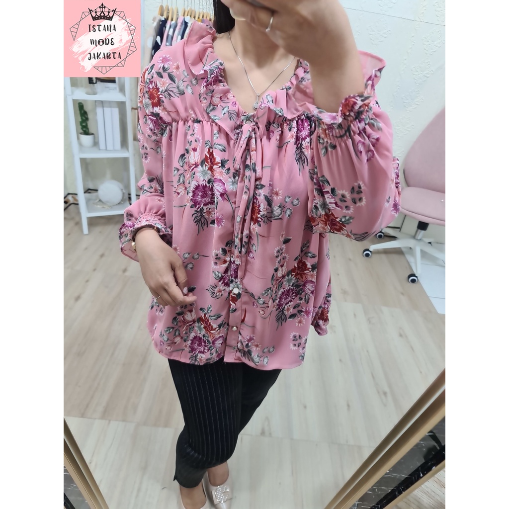 ISTANA MODE JAKARTA Sonya Jumbo baju atasan wanita terbaru blouse korean style blouse wanita lengan panjang-DUSTY 3