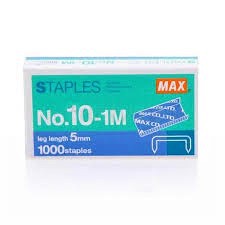 

ISI STAPLES STAPLER STEPLER NO.10 MAX HD-10 STEPLES REFILL KECIL
