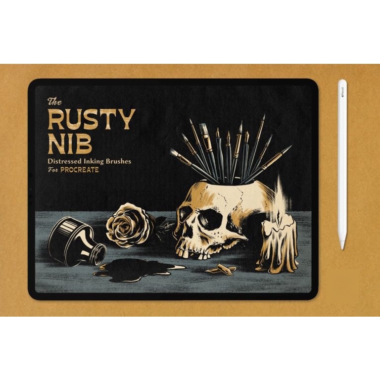 Procreate Brush - Rusty Nib Distressed Inking Brushset